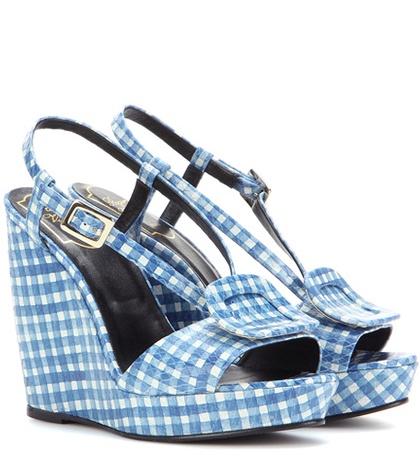 Dolce & Gabbana Chips Printed Embossed Leather Wedge Sandals