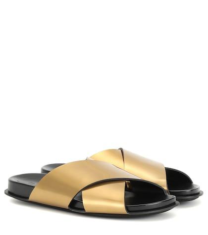 Marni Metallic Leather Slides