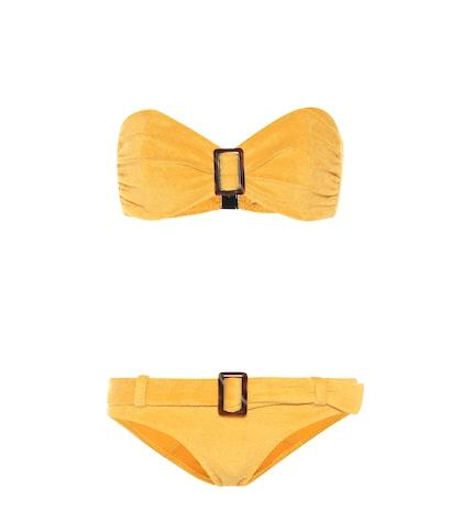 Lisa Marie Fernandez Buckle Bandeau Terrycloth Bikini
