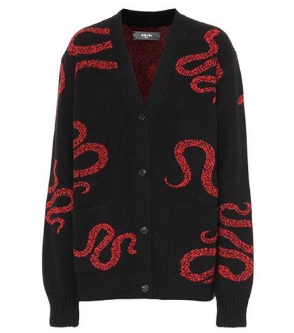 Amiri Snake Cashmere And Wool Cardigan