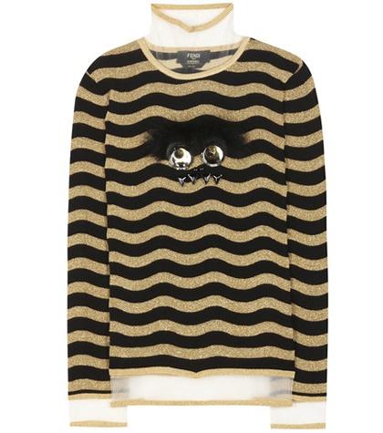 Fendi Fur-embellished Wool-blend Sweater