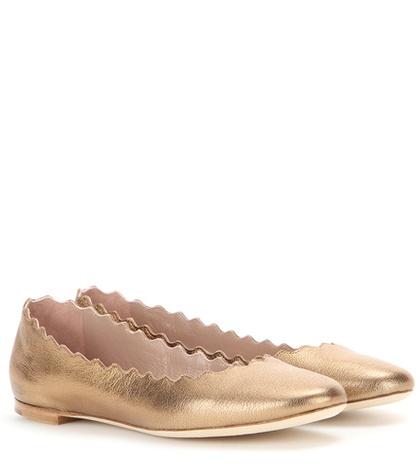 Chlo Lauren Metallic Leather Ballerinas