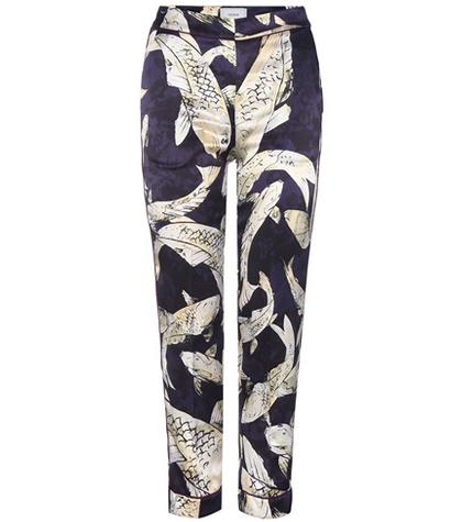 Erdem Giulia  Printed Silk Trousers