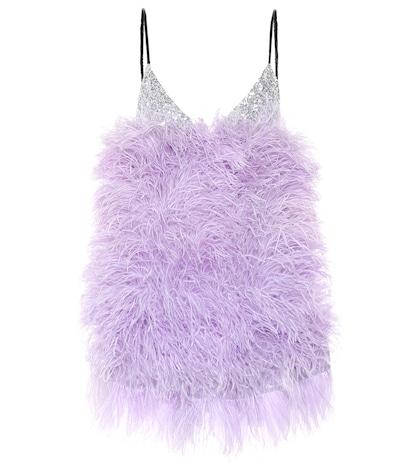 Attico Sequined And Feathered Minidress