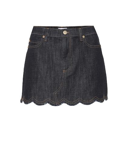 Redvalentino Scalloped Denim Skirt