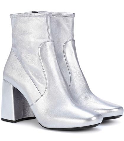 Oscar De La Renta Metallic Leather Ankle Boots
