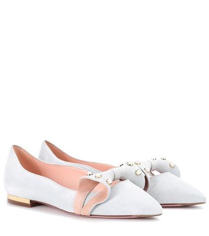 Roger Vivier Baby Doll Pearl Suede Ballerinas