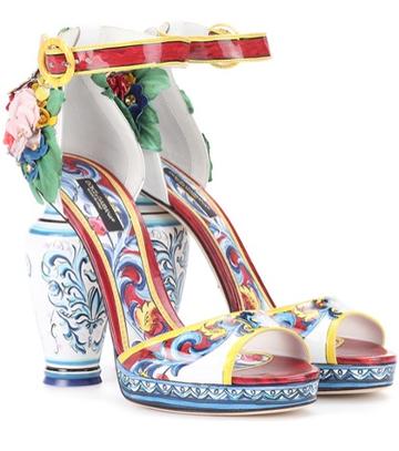 Dolce & Gabbana Printed Patent Leather Sandals