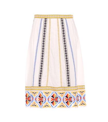 Tory Burch Adriana Embroidered Cotton Skirt