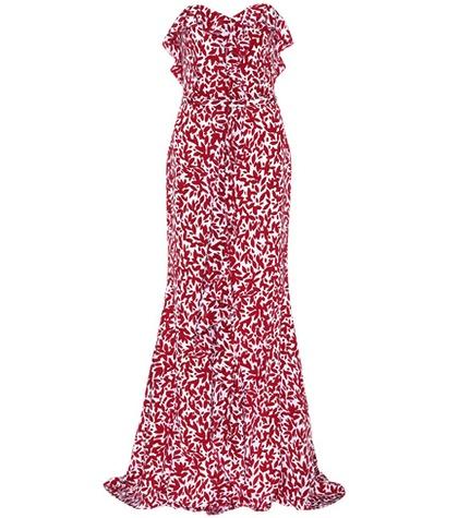 Alexander Mcqueen Printed Silk Strapless Dress