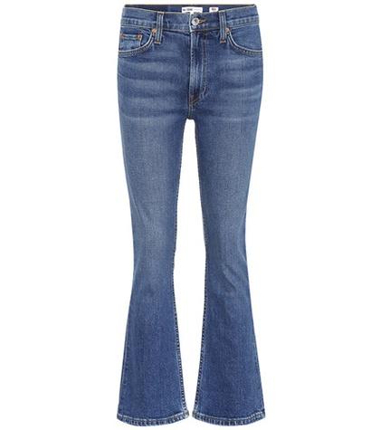 Re/done Mid Rise Kick Flare Crop Jeans