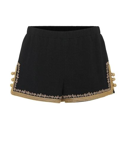 Saint Laurent Embellished Crêpe Shorts