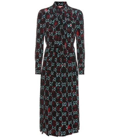Gucci Guccighost Printed Silk Dress