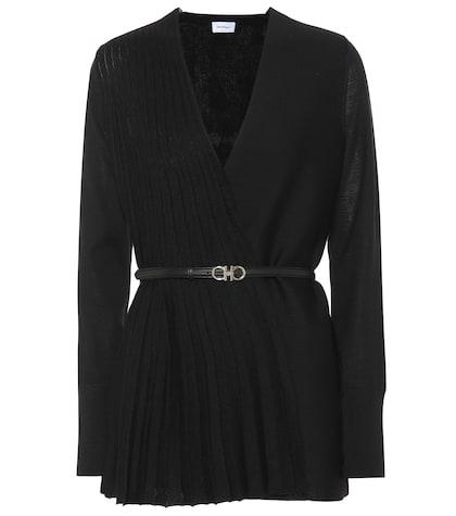 Salvatore Ferragamo Belted Wool And Silk Cardigan