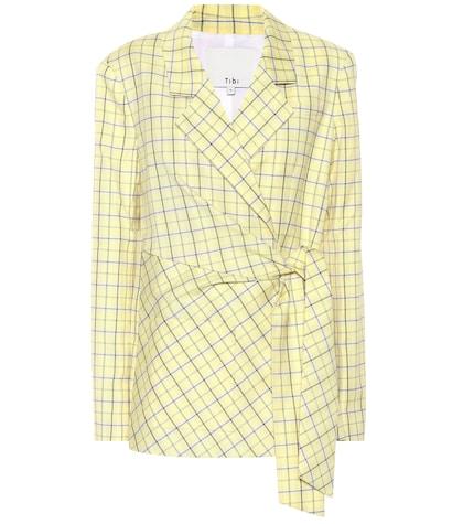 Tibi Checked Wool-blend Wrap Blazer