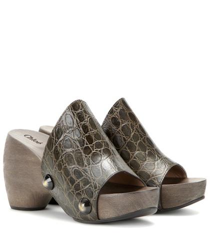 Sonia Rykiel Embossed Leather Platform Clogs