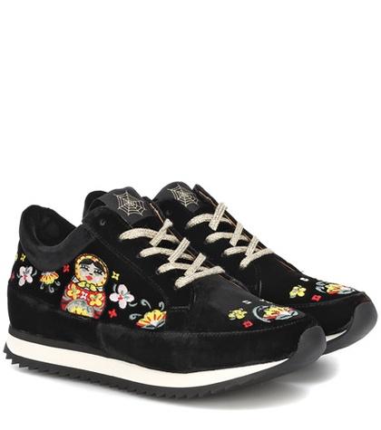 Charlotte Olympia Work It Matryoshka Velvet Sneakers