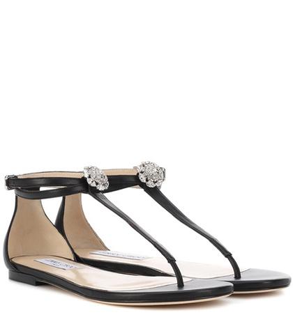 Jimmy Choo Afia Flat Leather Sandals