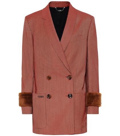 Fendi Shearling-trimmed Wool-blend Blazer