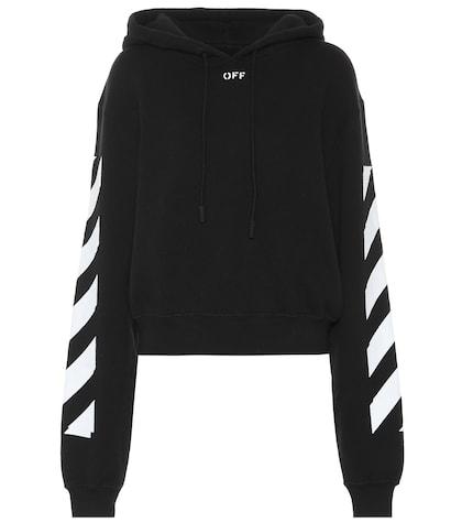 Off-white Cropped Cotton-blend Hoodie