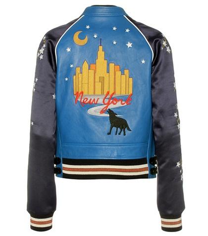 Coach Cityscrape Embroidered Leather And Satin Jacket