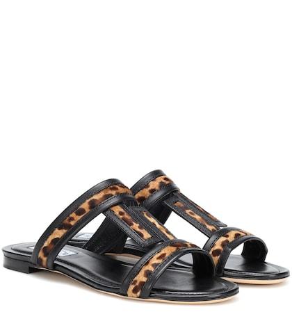 Tod's Leather Calf Hair Sandals