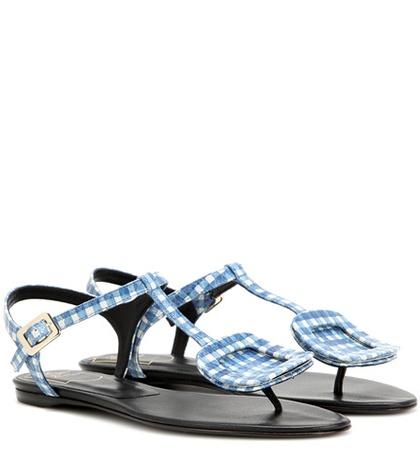 Roger Vivier Thong Chips Embellished Leather Sandals
