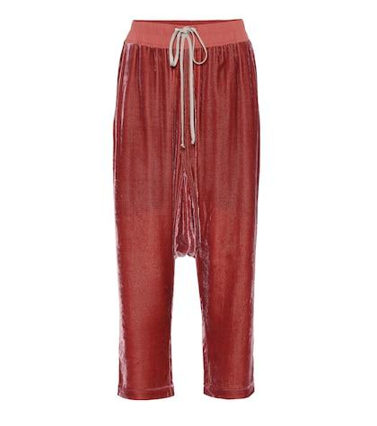 Rick Owens Cropped Velvet Trackpants