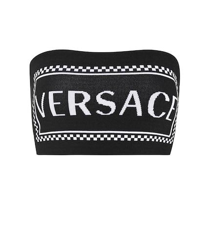 Rotate Birger Christensen Logo Intarsia Knit Bandeau Crop Top