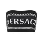 Rotate Birger Christensen Logo Intarsia Knit Bandeau Crop Top