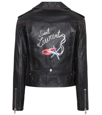 Saint Laurent Printed Leather Moto Jacket