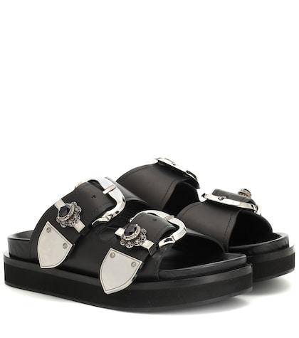 Alexander Mcqueen Embellished Leather Slides