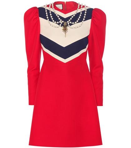 Gucci Embellished Wool And Silk Dress