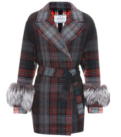 Prada Fur-trimmed Wool Coat