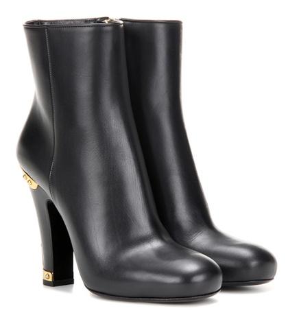 Prada Embellished Leather Ankle Boots