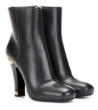 Prada Embellished Leather Ankle Boots