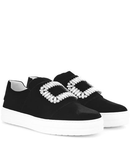 Roger Vivier Sneaky Viv' Embellished Velvet Sneakers