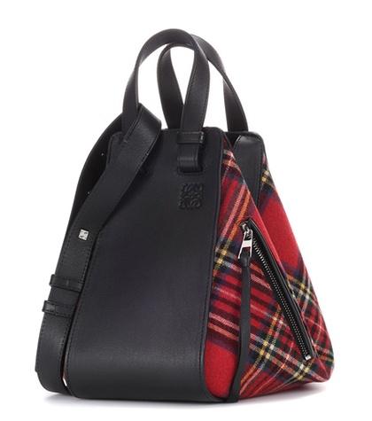 Loewe Hammock Leather And Tartan Tote