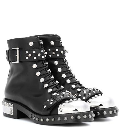 Dolce & Gabbana Hobnail Leather Ankle Boots