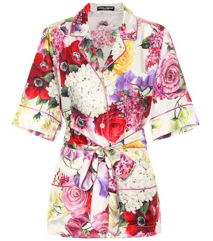 Victoria Beckham Floral-printed Silk Pajama Top