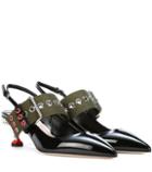 Tod's Embellished Leather Slingback Pumps