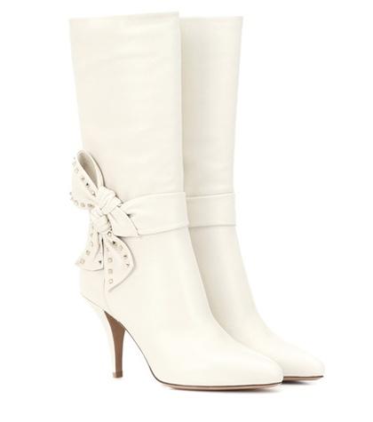 Valentino Valentino Garavani Rockstud Side Bow Leather Boots