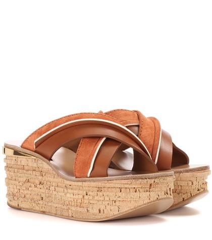 Woolrich Camille Platform Suede And Leather Sandals
