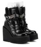 Balenciaga Rihanna Embellished Leather Wedge Ankle Boots