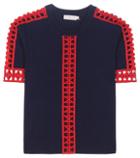 Tory Burch Rosemary Knitted Cotton Top With Crochet-knit Lace
