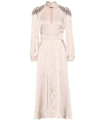 Alexander Mcqueen Embellished Satin Midi Dress