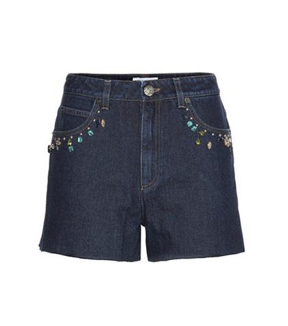Sonia Rykiel Embellished High-rise Denim Shorts