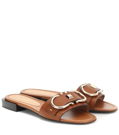 Salvatore Ferragamo Solar Leather Slides