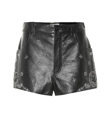Saint Laurent Embellished Leather Shorts