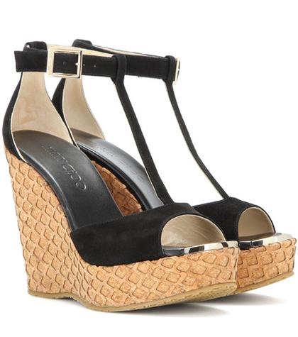 Loro Piana Pela Suede Wedge Sandals